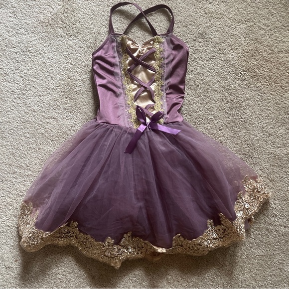 Weissman dance ballroom dress purple/gold size 1C